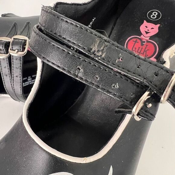 Vintage 90s TUK Platform Mary Jane US women's 8 Leather Pirate Skull Goth - Picture 8 of 8